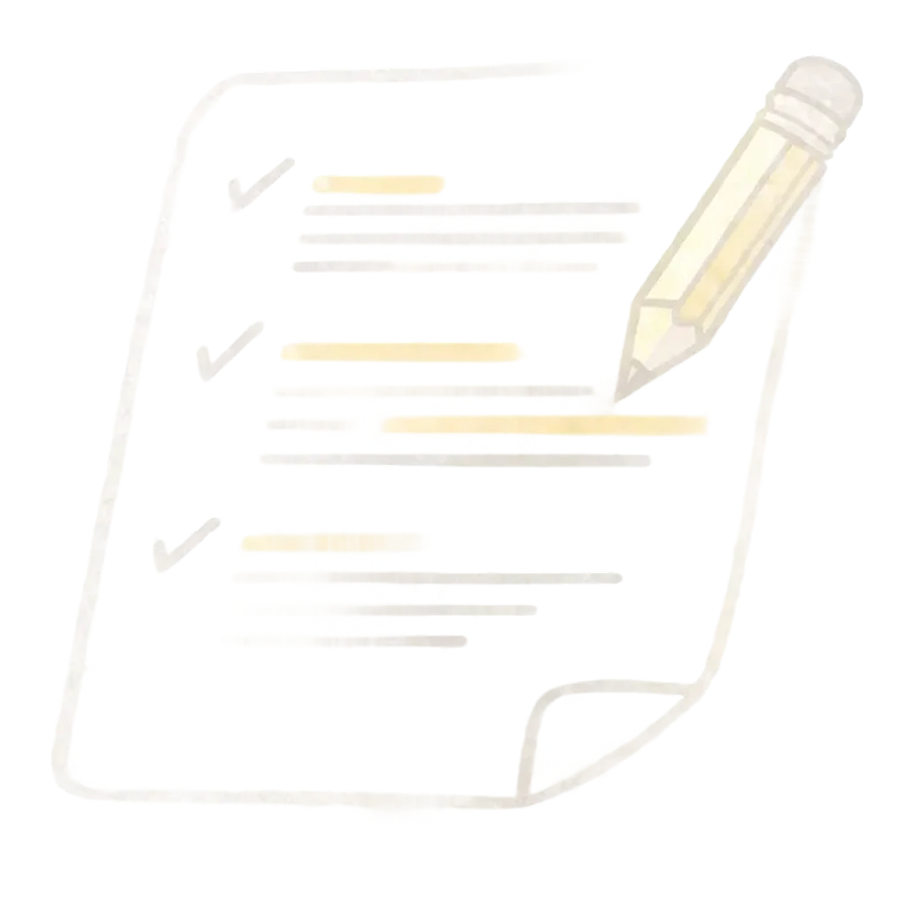 Pixel illustration of a document and a pen