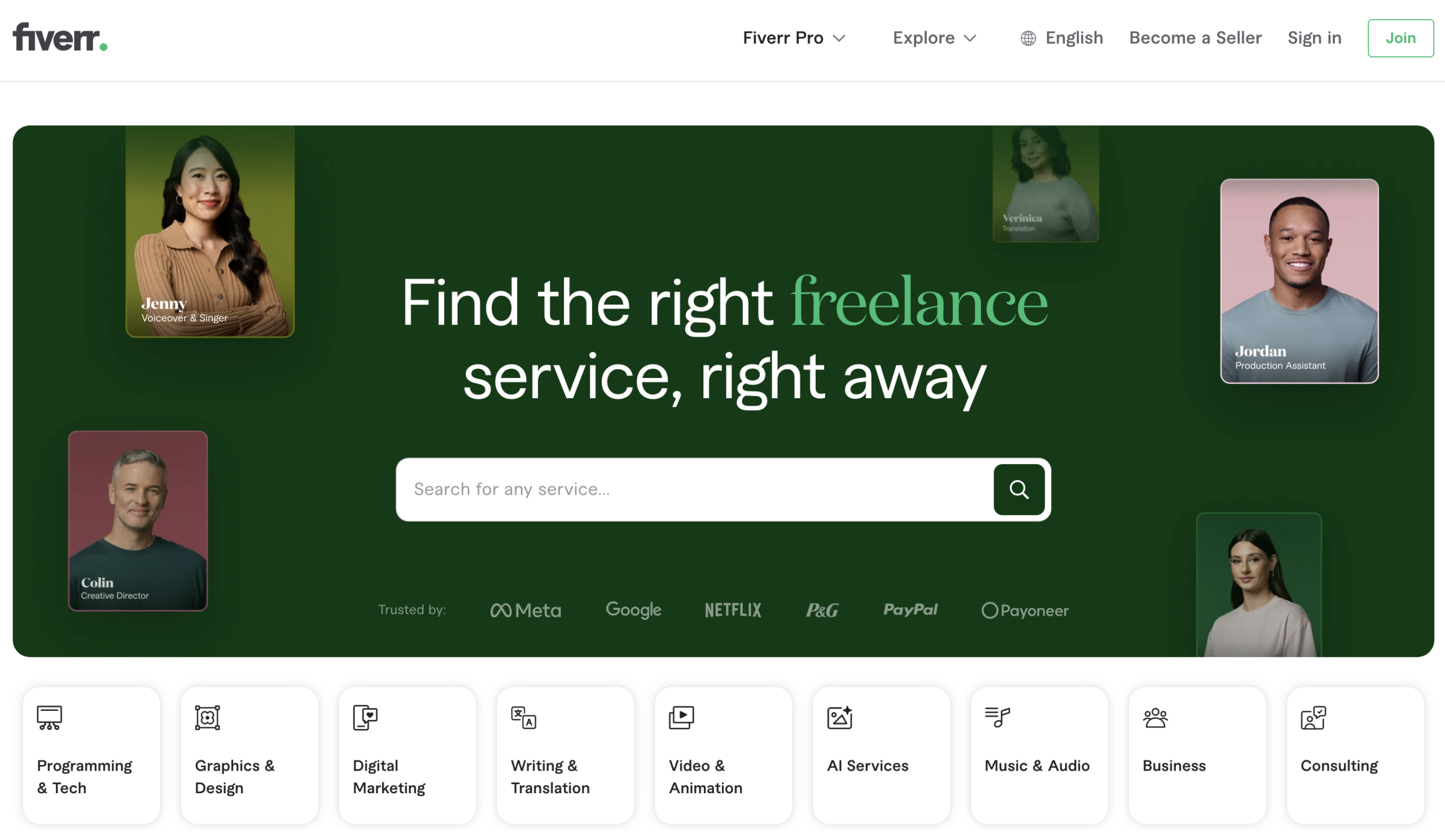 Fiverr Homepage