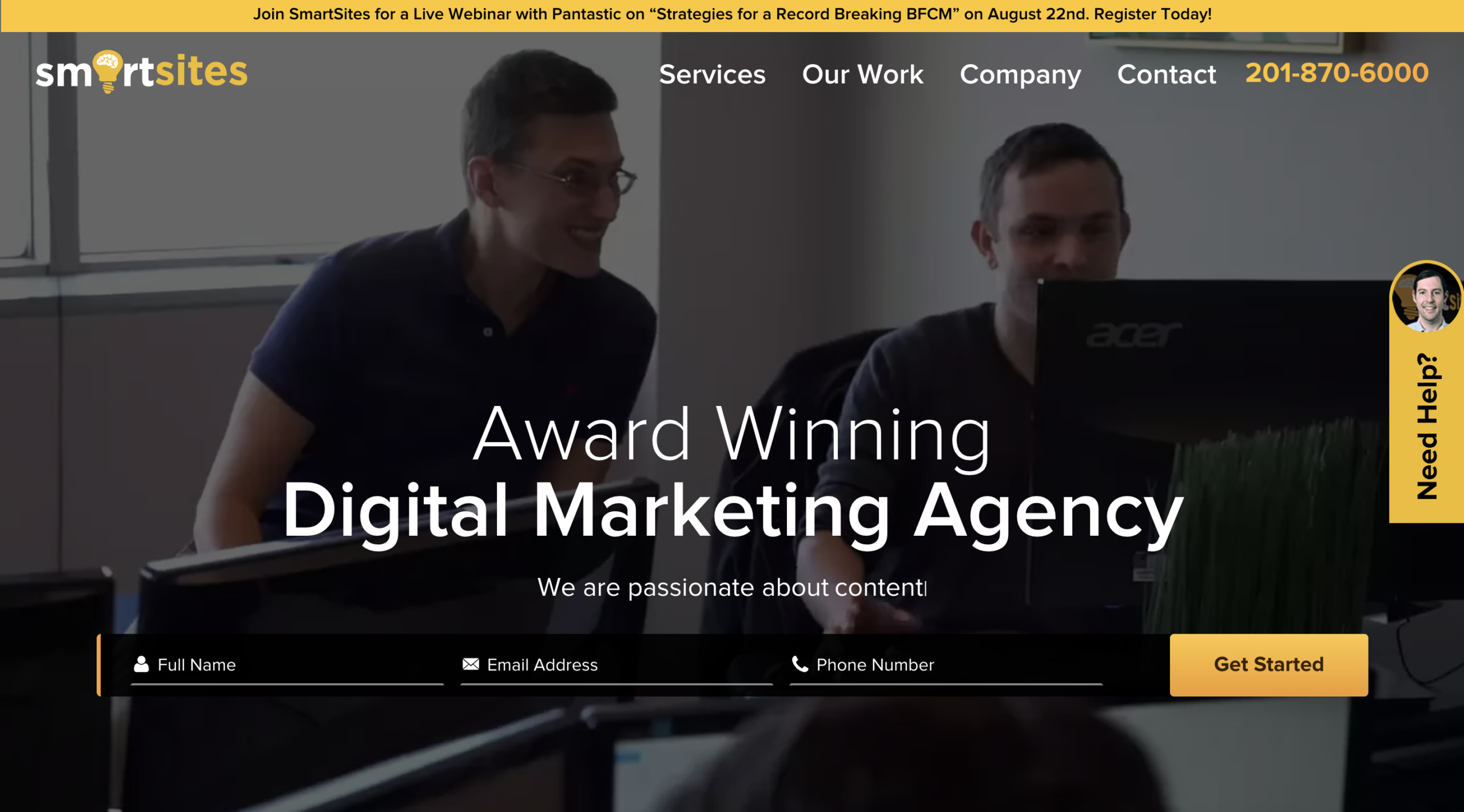 SmartSites' homepage