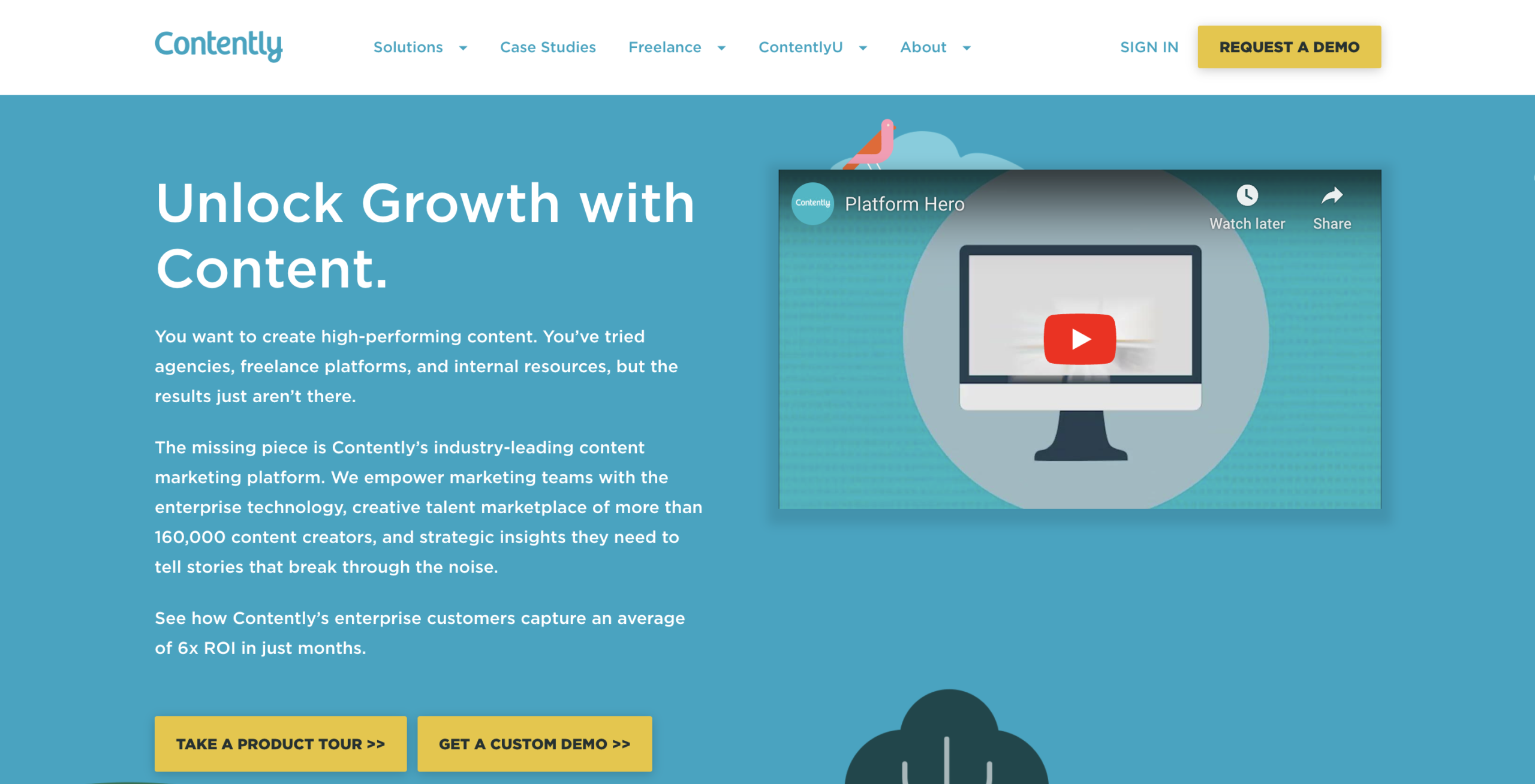 A screenshot of Contently homepage.