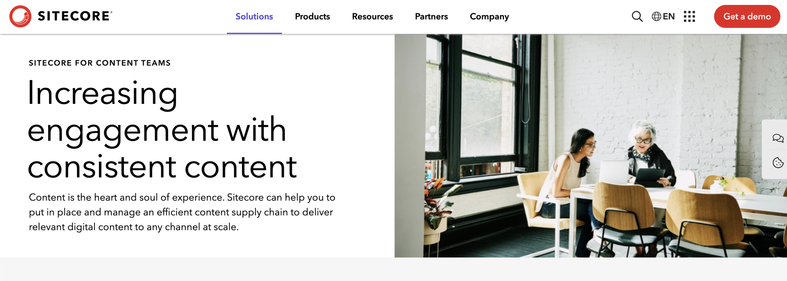 A screenshot of Sitecore homepage.