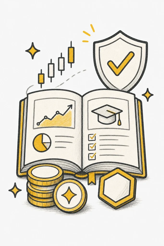 Portrait crypto and trading education trust illustration