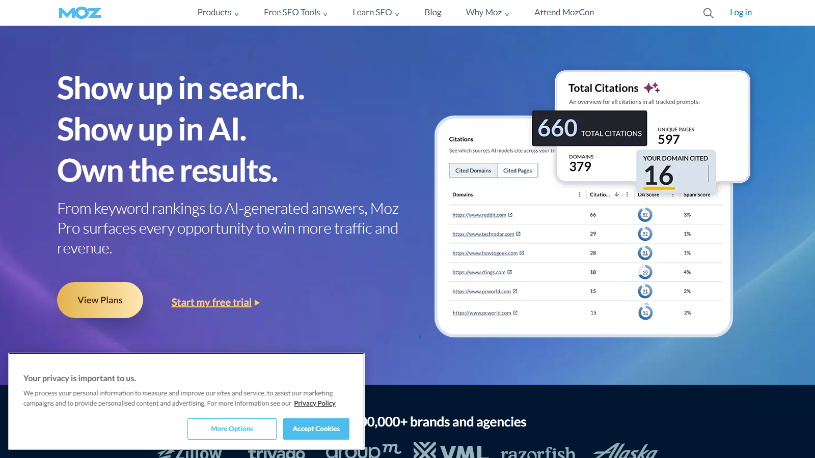 Moz homepage