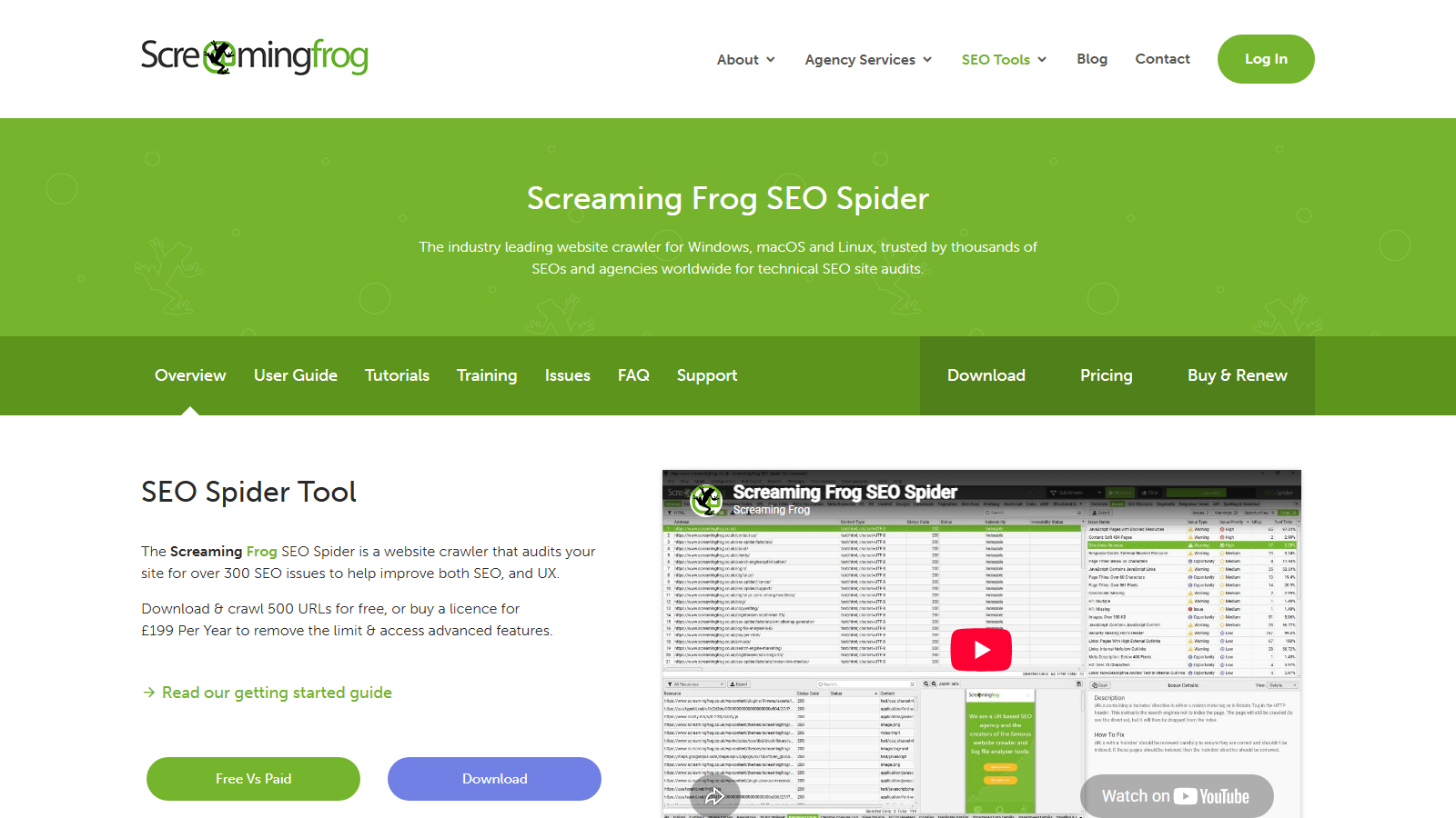 Screaming Frog SEO Spider page