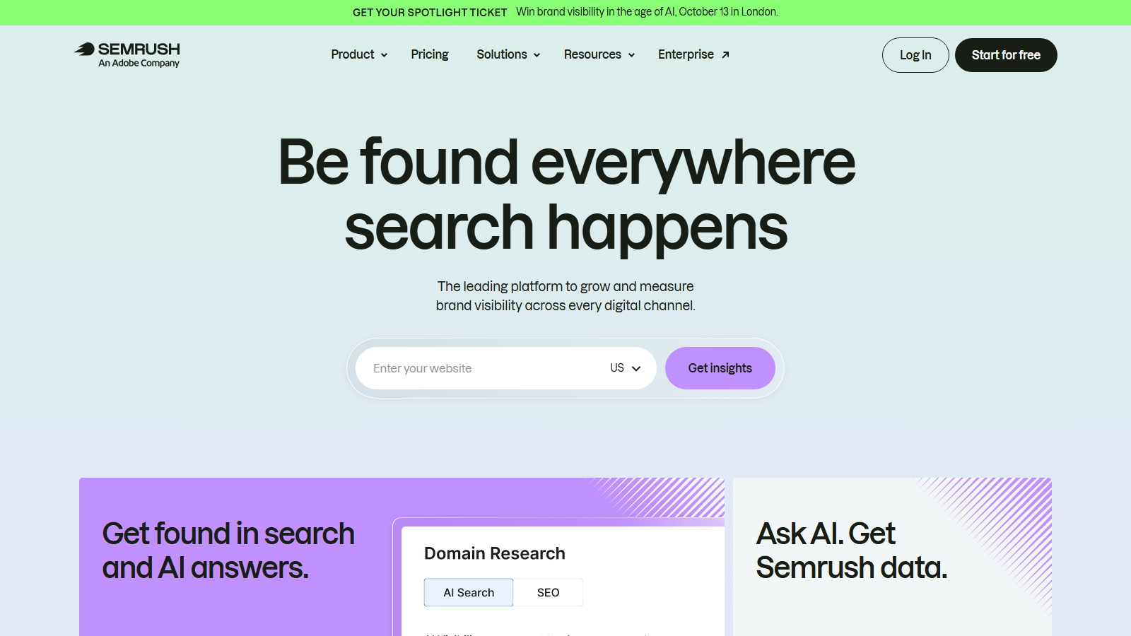 Semrush homepage